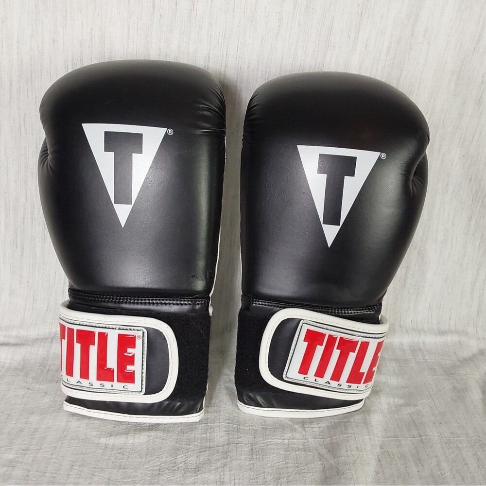 Classic Boxing Gloves 12 oz Black White Hook & Loop Training Sparring